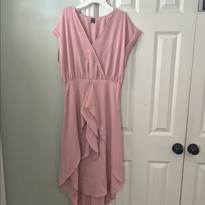 SHEIN Pink High-Low Wrap Sundress